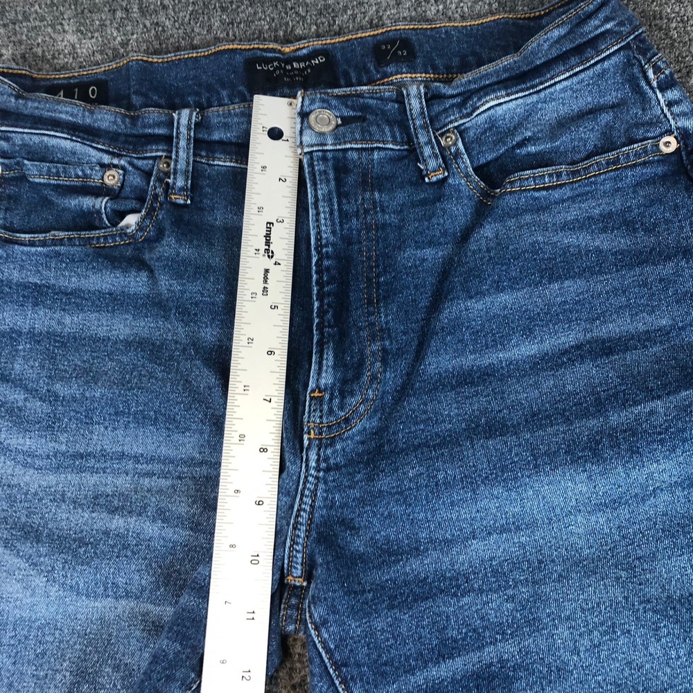 Lucky Brand 410 Athletic Slim Jeans Men's 32x32 Distressed Ripped Blue Denim - Picture 9 of 14